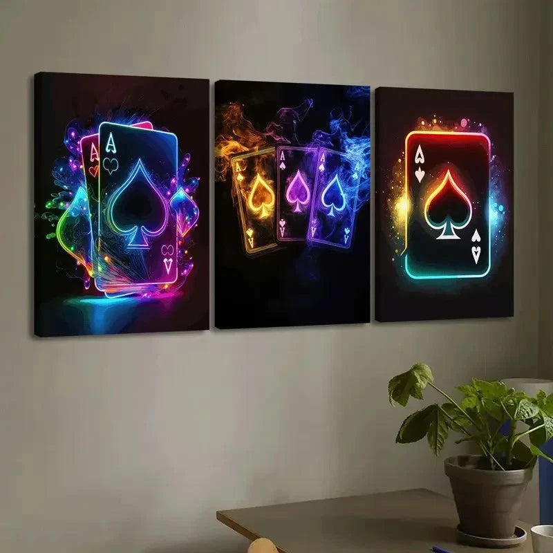 3pcs Poker Series colorful  Wall Art Canvas  Framed 60x90cm - High Quality Print 100% Australian Made Wall Canvas Ready to Hang