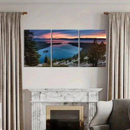 3pcs Mountain Forest Sea Sunset Decoration Wall Art Set Canvas Framed 50x70cm - High Quality Print 100% Australian Made Wall Canvas Ready to Hang - Bella Home Decor