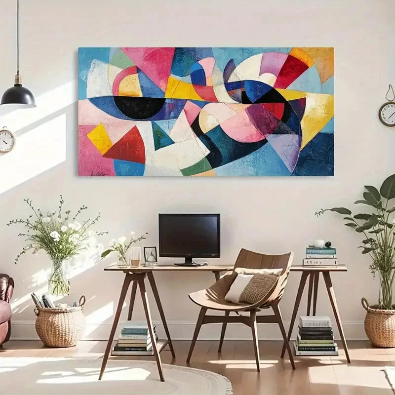 Abstract Geometric Colorful Wall Art Canvas Office Home Room Framed 120x60cm - Bella Home Decor