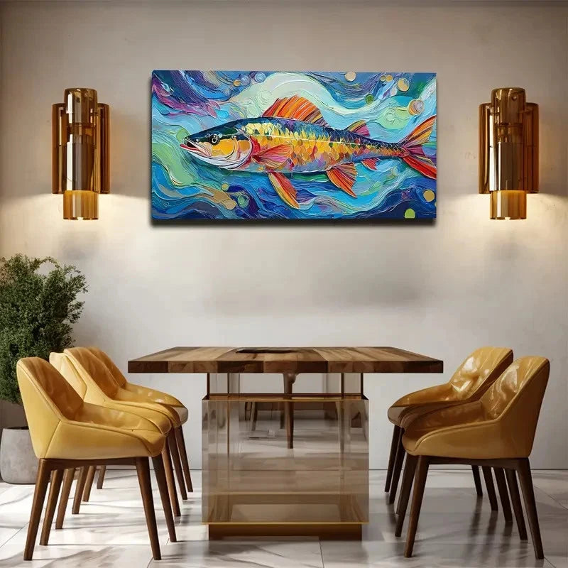 Living Fish Nature Wall Art Canvas Office Home Room Framed 120x60cm