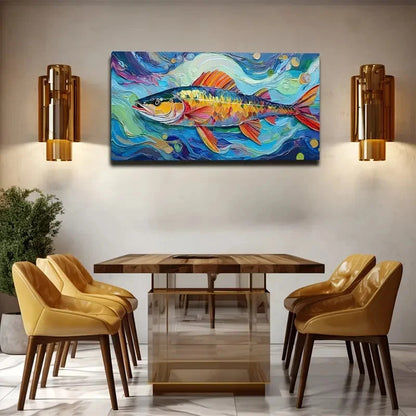 Living Fish Nature Wall Art Canvas Office Home Room Framed 120x60cm
