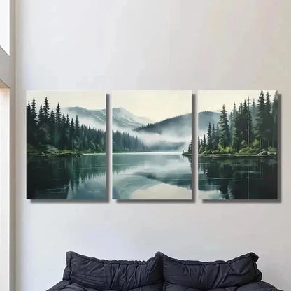3pcs Foggy Morning Outdoor Themed Landscape Wall Art Canvas Unframed - High Quality Print 100% Australian Made Wall Canvas - Bella Home Decor