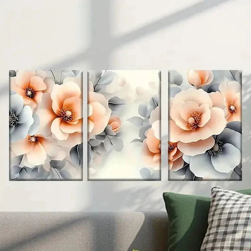 3pcs Bunch of Flowers with Leaves Retro Wall Art Canvas Unframed - High Quality Print 100% Australian Made Wall Canvas - Bella Home Decor