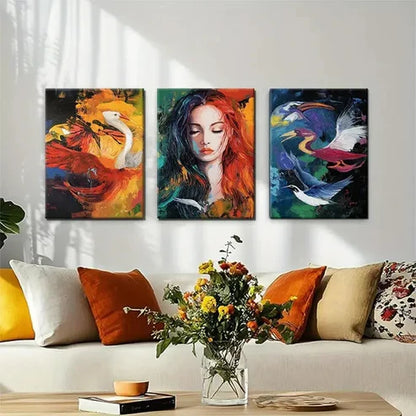 3pcs Emotional Expression Women Décor Perfect Wall Art Canvas Unframed - High Quality Print 100% Australian Made Wall Canvas