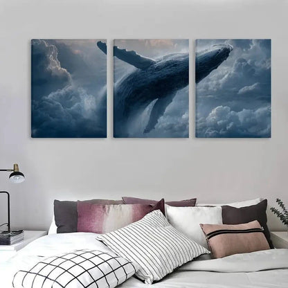 3pcs Modern Whale Art Deco Style  Wall Art Set Canvas Framed 60x90cm - High Quality Print 100% Australian Made Wall Canvas Ready to Hang - Bella Home Decor