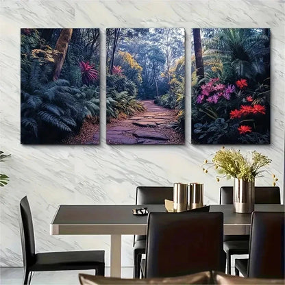 3pcs Tropical Floral & Lush Greenery Perfect Wall Art Set Canvas Framed 50x70cm - High Quality Print 100% Australian Made Wall Canvas Ready to Hang