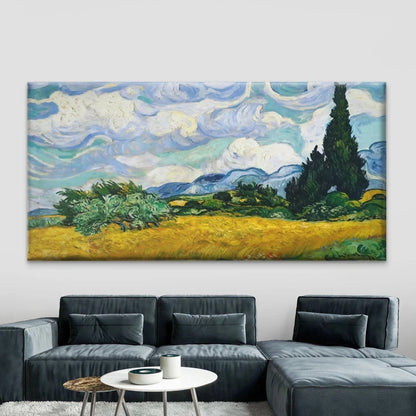 Classic Wheat Field Landscape Wall Art Canvas Office Home Room Framed 120x60cm
