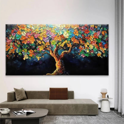 Fall Foliage Abstract Tree Wall Art Canvas Office Home Room Framed 120x60cm