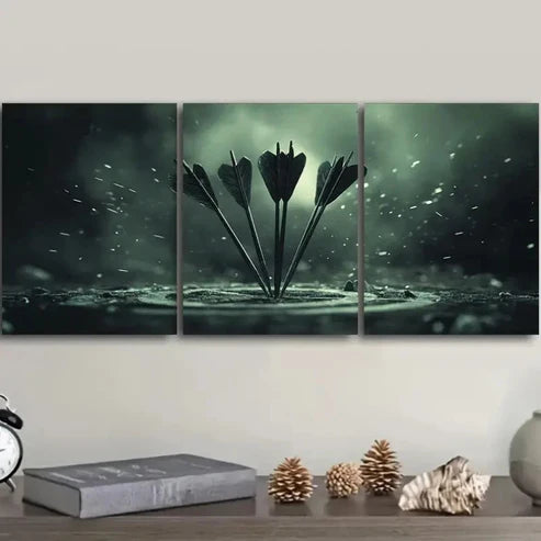 3pcs Darts with Arrows Design Wall Art Set Canvas Unframed - High Quality Print 100% Australian Made Wall Canvas - Bella Home Decor