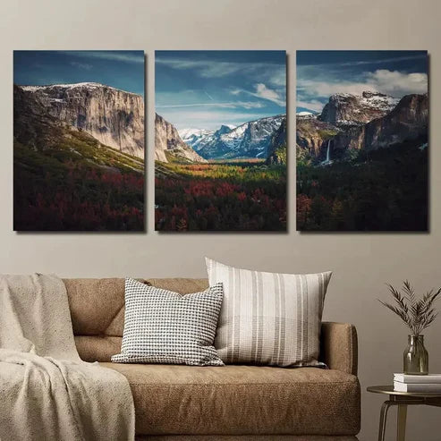 3pcs Nature Mountains Hills Landscape Wall Art Set Canvas Unframed - High Quality Print 100% Australian Made Wall Canvas