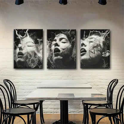 3pcs Water Splash Face White Abstract Perfect Wall Art Canvas Unframed - High Quality Print 100% Australian Made Wall Canvas