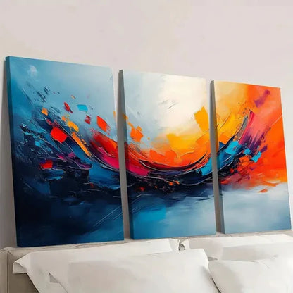 3pcs Abstract Colour Splashes Wall Art Set Canvas Unframed - High Quality Print 100% Australian Made Wall Canvas - Bella Home Decor