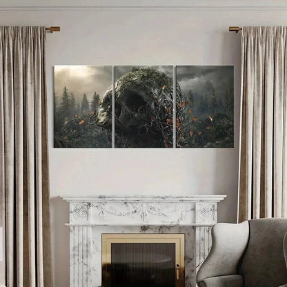 3pcs Creepy Skeleton Entwined in Vines Wall Art Set Canvas Framed 60x90cm - High Quality Print 100% Australian Made Wall Canvas Ready to Hang - Bella Home Decor