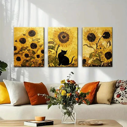 3pcs Sunflower Bear Floral Yellow Perfect Wall Art Canvas Unframed - High Quality Print 100% Australian Made Wall Canvas
