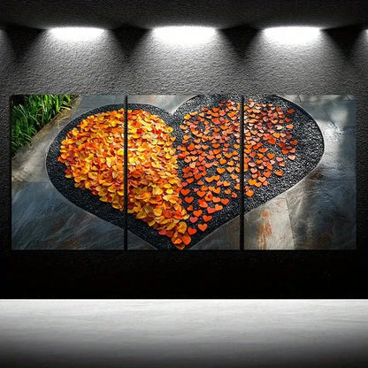 3pcs Love Made of Leaves Beautiful Metal Print Ready to Hang Art