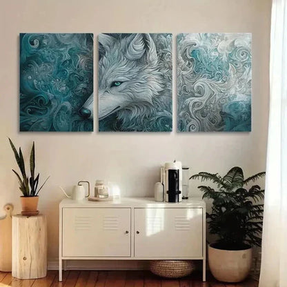 3pcs Intricate Wolf Psychedelic Patterns Wall Art Set Canvas Unframed - High Quality Print 100% Australian Made Wall Canvas