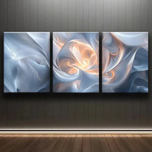 3pcs Abstract Light and White Charm Perfect Wall Art Set Canvas Unframed - High Quality Print 100% Australian Made Wall Canvas - Bella Home Decor