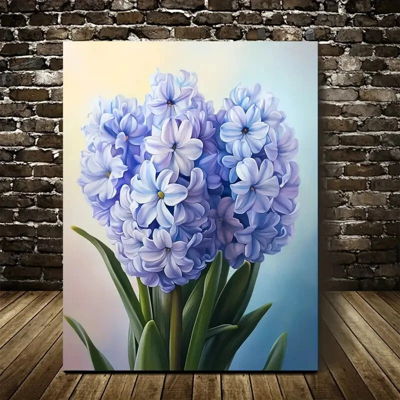 Beautiful Vibrant Blue Hyacinth Flower Bouquet 40x60cm Metal Print Ready to Hang - Bella Home Decor