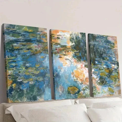 3pcs Abstract Landscape Painting Green Plants Wall Art Canvas Unframed - High Quality Print 100% Australian Made Wall Canvas - Bella Home Decor