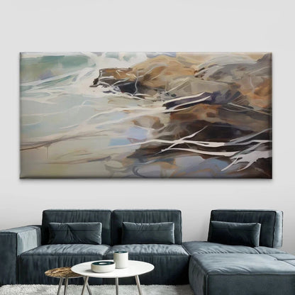 Abstract Ocean Wave Rock Wall Art Canvas Office Home Room Framed 120x60cm
