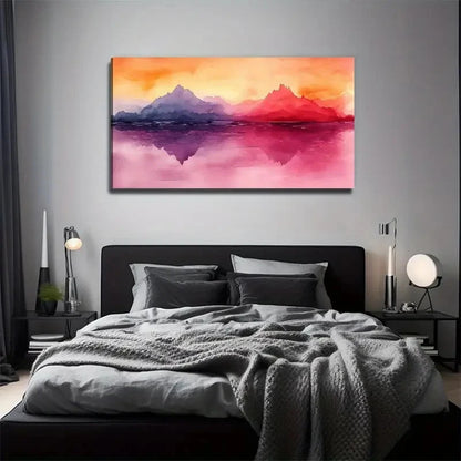 Color Mountain Watercolor Wall Art Canvas Office Home Room Framed 120x60cm