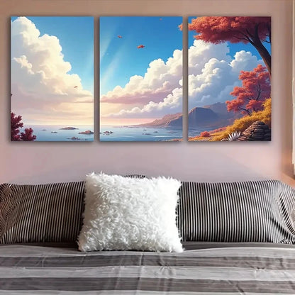 3pcs Scenic Landscape Wall Art Set Canvas Framed 60x90cm - High Quality Print 100% Australian Made Wall Canvas Ready to Hang