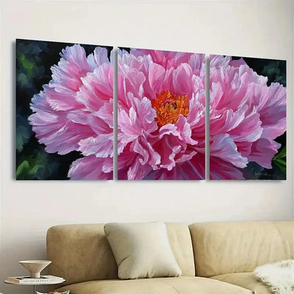 3pcs Peony Flower Art Floral Wall Art Set Canvas Framed 40x60cm - High Quality Print 100% Australian Made Wall Canvas Ready to Hang