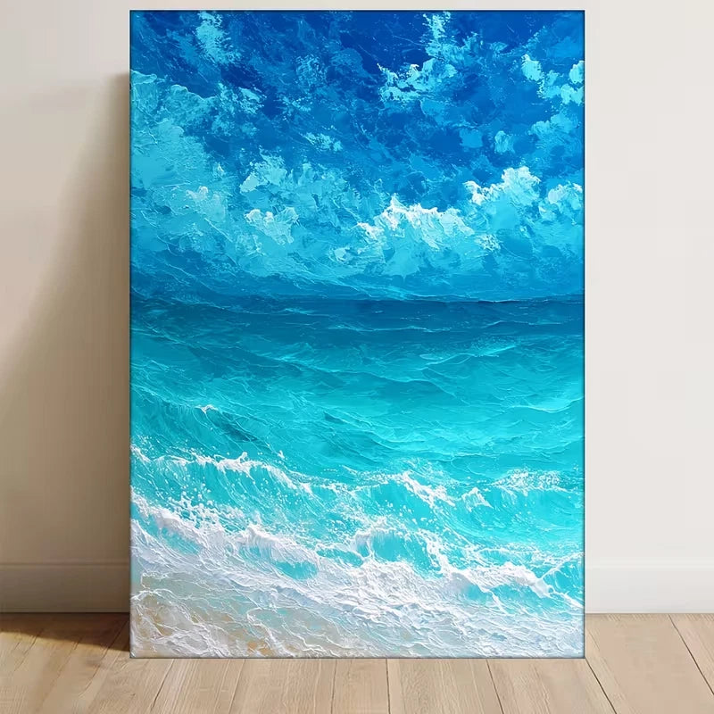 Abstract Watercolor Ocean Metal Print Ready to Hang