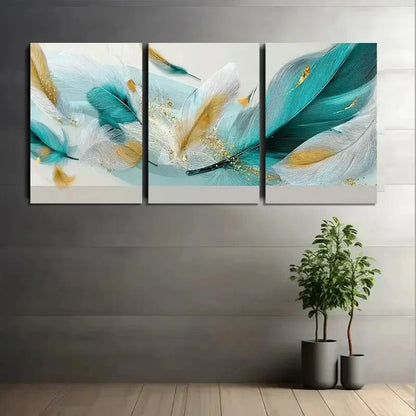 3pcs Abstract White Golden Patterns Metal Print Ready to Hang Art - Bella Home Decor