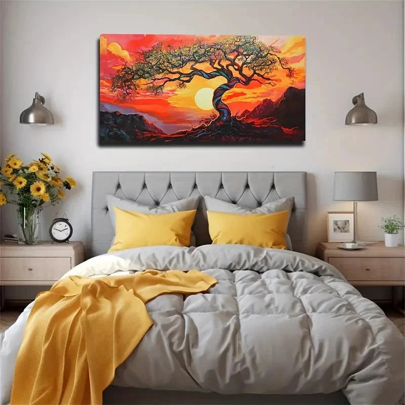 Sunrise Tree Of Life Wall A Wall Art Canvas Office Home Room Framed 120x60cm