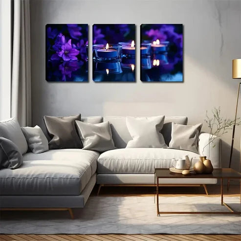 3pcs Candle and Flower Darkness Décor Perfect Wall Art Canvas Unframed - High Quality Print 100% Australian Made Wall Canvas - Bella Home Decor