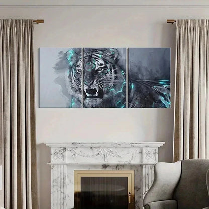3pcs Tiger Ink Style Art Painting Wall Art Set Canvas Framed 60x90cm - High Quality Print 100% Australian Made Wall Canvas Ready to Hang