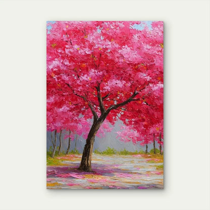 Cherry Blossom Tree Oil Painting  60x90cm Metal Print Ready to Hang