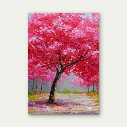Cherry Blossom Tree Oil Painting 60x90cm Metal Print Ready to Hang