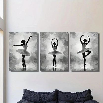 3pcs Black and White Silhouette Metal Print Ready to Hang Art - Bella Home Decor