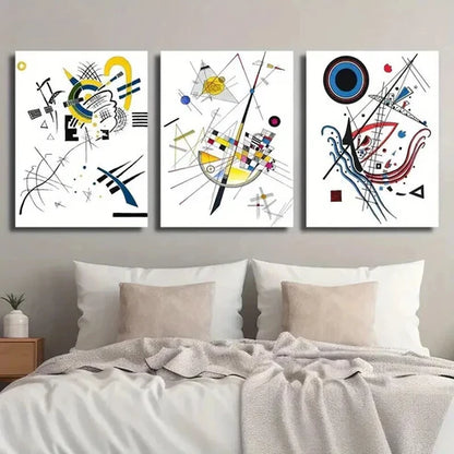 3pcs Wassily Kandinsky Geometric Perfect Wall Art Canvas Unframed - High Quality Print 100% Australian Made Wall Canvas