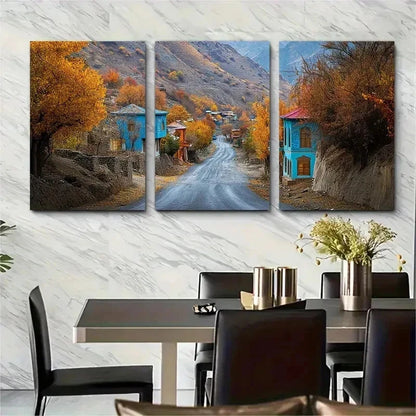 3pcs Traditional Wooden Afghanistan Perfect Wall Art Set Canvas Framed 50x70cm - High Quality Print 100% Australian Made Wall Canvas Ready to Hang