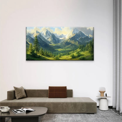Vibrant Mountain And Forest Wall Art Canvas Office Home Room Framed 120x60cm