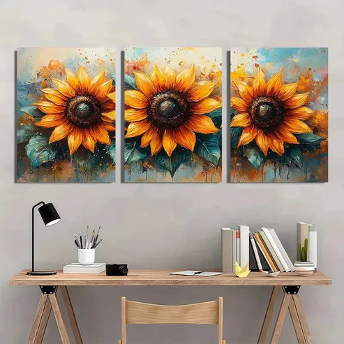 3pcs Vibrant Botanical Floral Design Wall Art Canvas Unframed - High Quality Print 100% Australian Made Wall Canvas