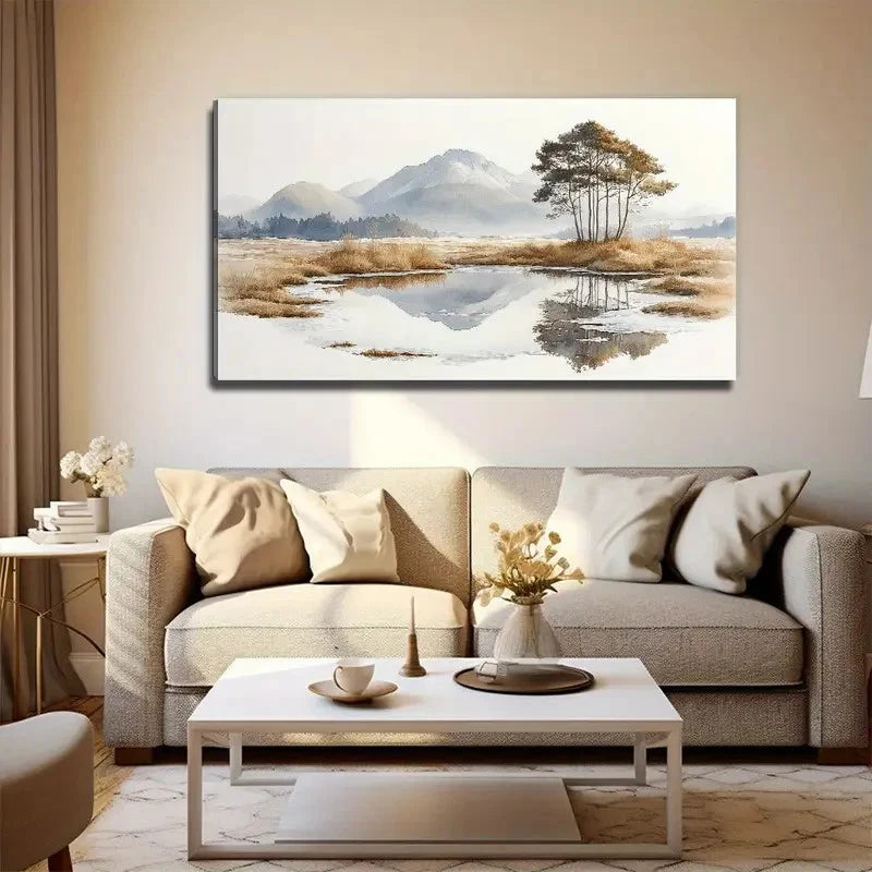 Serene Landscape Desert Wall Art Canvas Office Home Room Framed 120x60cm