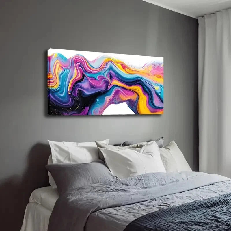 Vibrant Abstract Colorful Swirl Wall Art Canvas Office Home Room Framed 120x60cm - Bella Home Decor