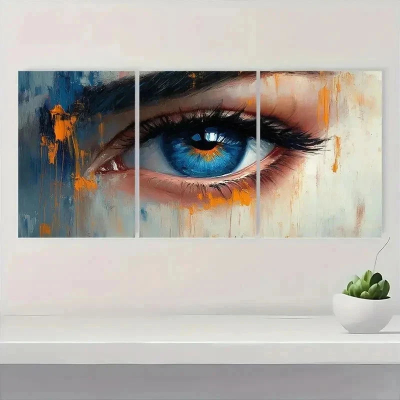 3pcs Beauty Vibrant Blue Eye C Wall Art Set Canvas Framed 60x90cm - High Quality Print 100% Australian Made Wall Canvas Ready to Hang - Bella Home Decor