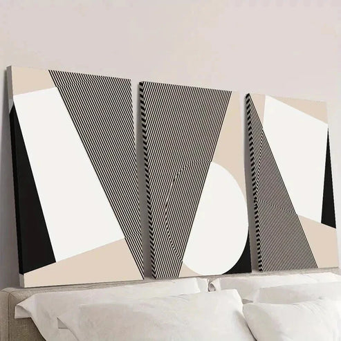 3pcs Abstract Geometric Modern Black Line Wall Art Canvas Unframed - High Quality Print 100% Australian Made Wall Canvas - Bella Home Decor