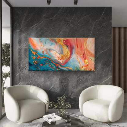 Abstract Whirls Colorful Marble Wall Art Canvas Office Home Room Framed 120x60cm