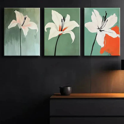 3pcs A Beautiful White Flower Luxurious Perfect Wall Art Set Canvas Unframed - High Quality Print 100% Australian Made Wall Canvas
