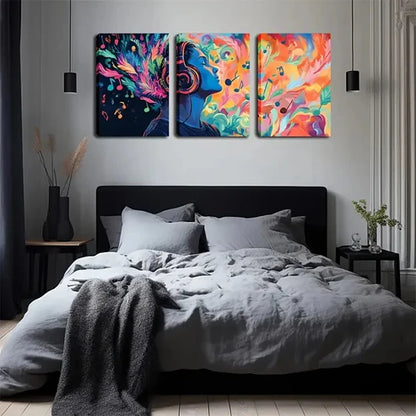 3pcs Warm Orange-Pink Notes  Wall Art Set Canvas Unframed - High Quality Print 100% Australian Made Wall Canvas