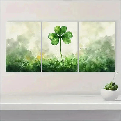 3pcs Irish Clover Paintings NO  Wall Art Set Canvas Framed 50x70cm - High Quality Print 100% Australian Made Wall Canvas Ready to Hang