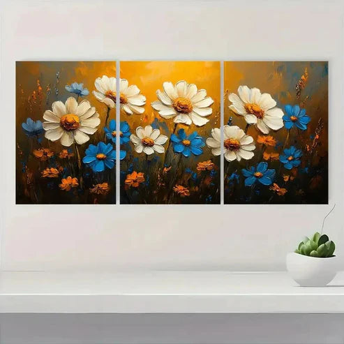 3pcs Wildflowers Artwork Floral Flowers Wall Art Set Canvas Unframed - High Quality Print 100% Australian Made Wall Canvas