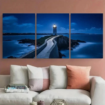 3pcs Coastal Scene Lighthouse Décor Perfect Wall Art Set Canvas Framed 60x90cm - High Quality Print 100% Australian Made Wall Canvas Ready to Hang - Bella Home Decor