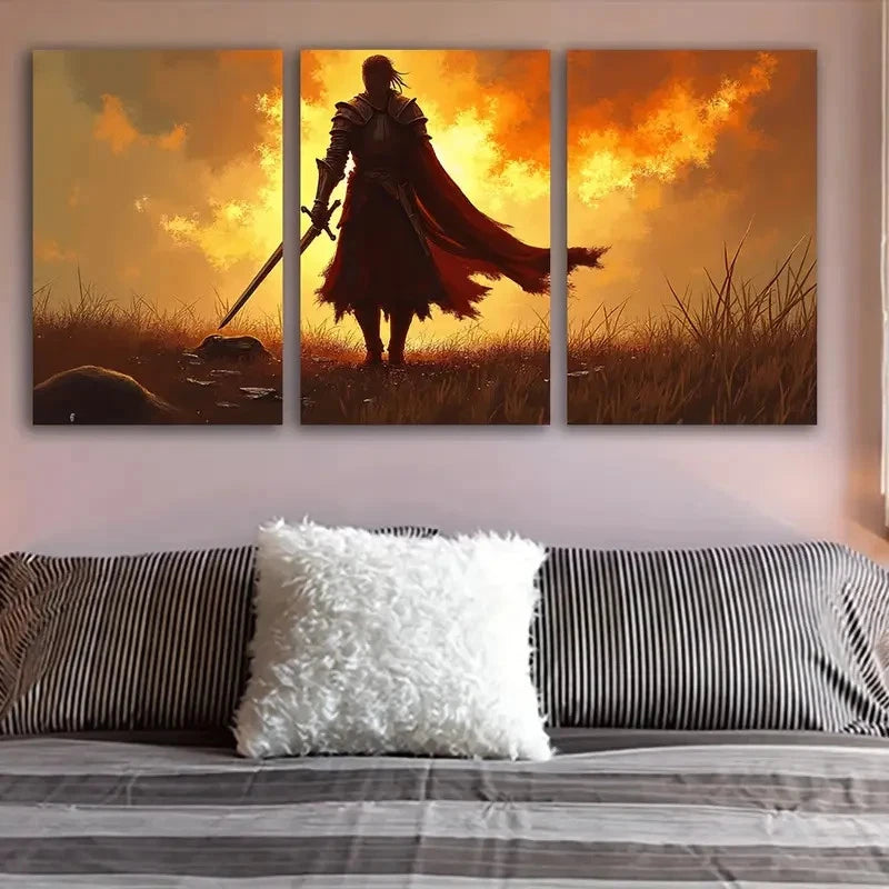 3pcs Sword Standing Inside The Man Wall Art Set Canvas Framed 50x70cm - High Quality Print 100% Australian Made Wall Canvas Ready to Hang